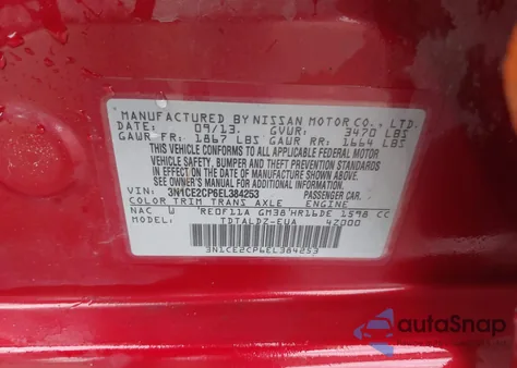 2014 Nissan Versa Note Sv из США, поврежденный, VIN 3N1CE2CP6EL384253